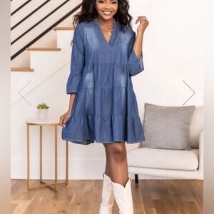 Pink Lily Chambray dress size Small